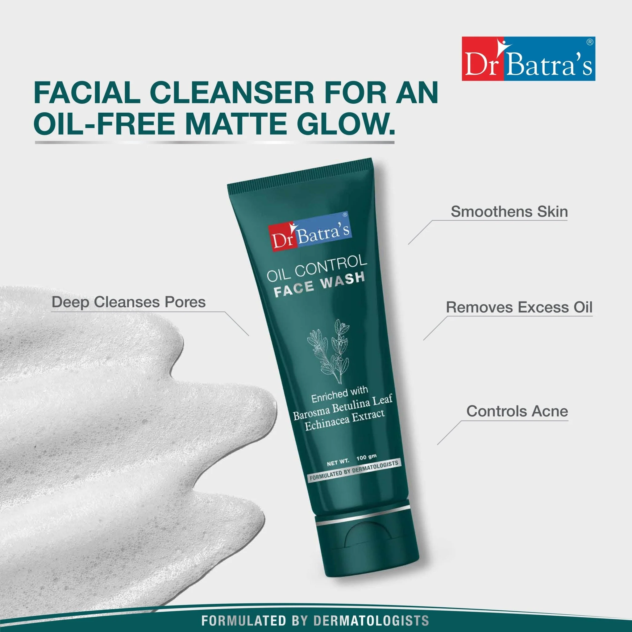 Oil Control Face Wash 100g – Removes excess oil, unclogs pores, and promotes clear, refreshed skin with natural Barosma Betulina & Echinacea extracts | For Men & Women - Image 3