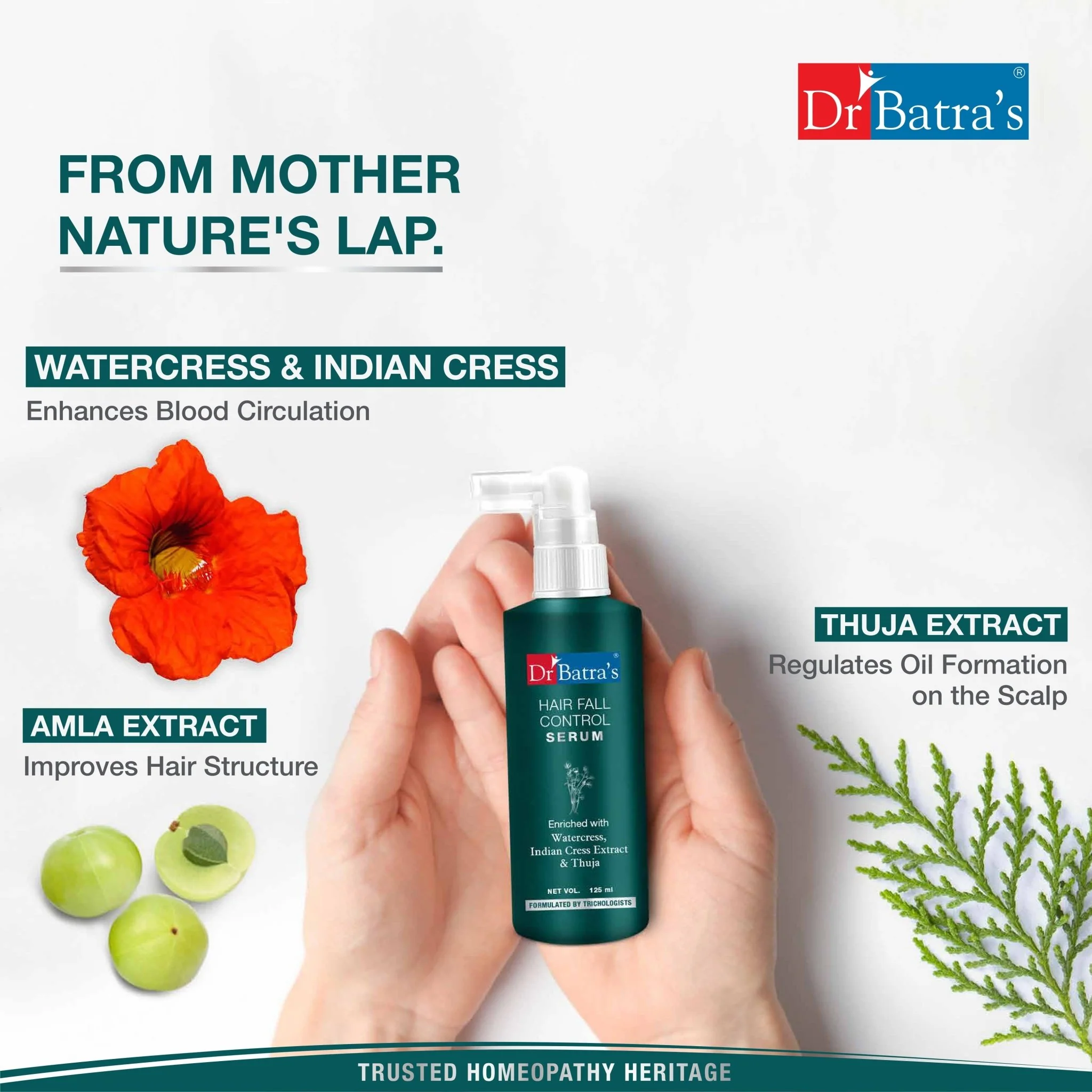 Dr Batra’s Hair Fall Protect Serum | With Thuja, Henna & Amla | Healthy Scalp Care, Lightweight Formula | Silicone, Paraben & Sulphate Free | Trichologist Formulated | 125 ml - Image 4