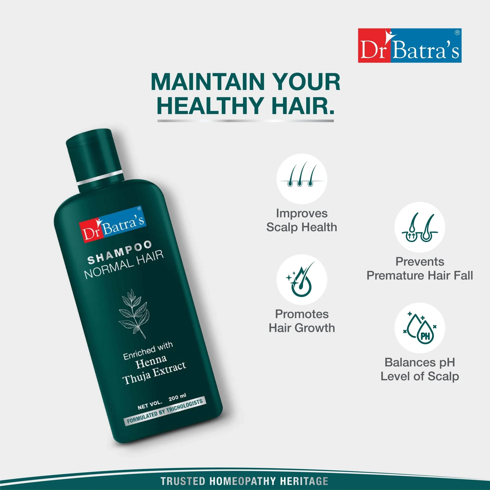 Dr Batra’s Shampoo for Normal Hair | With Henna & Thuja | Controls Oil Balance, Prevents Dryness & Adds Shine | Gentle Daily Care | - Image 3