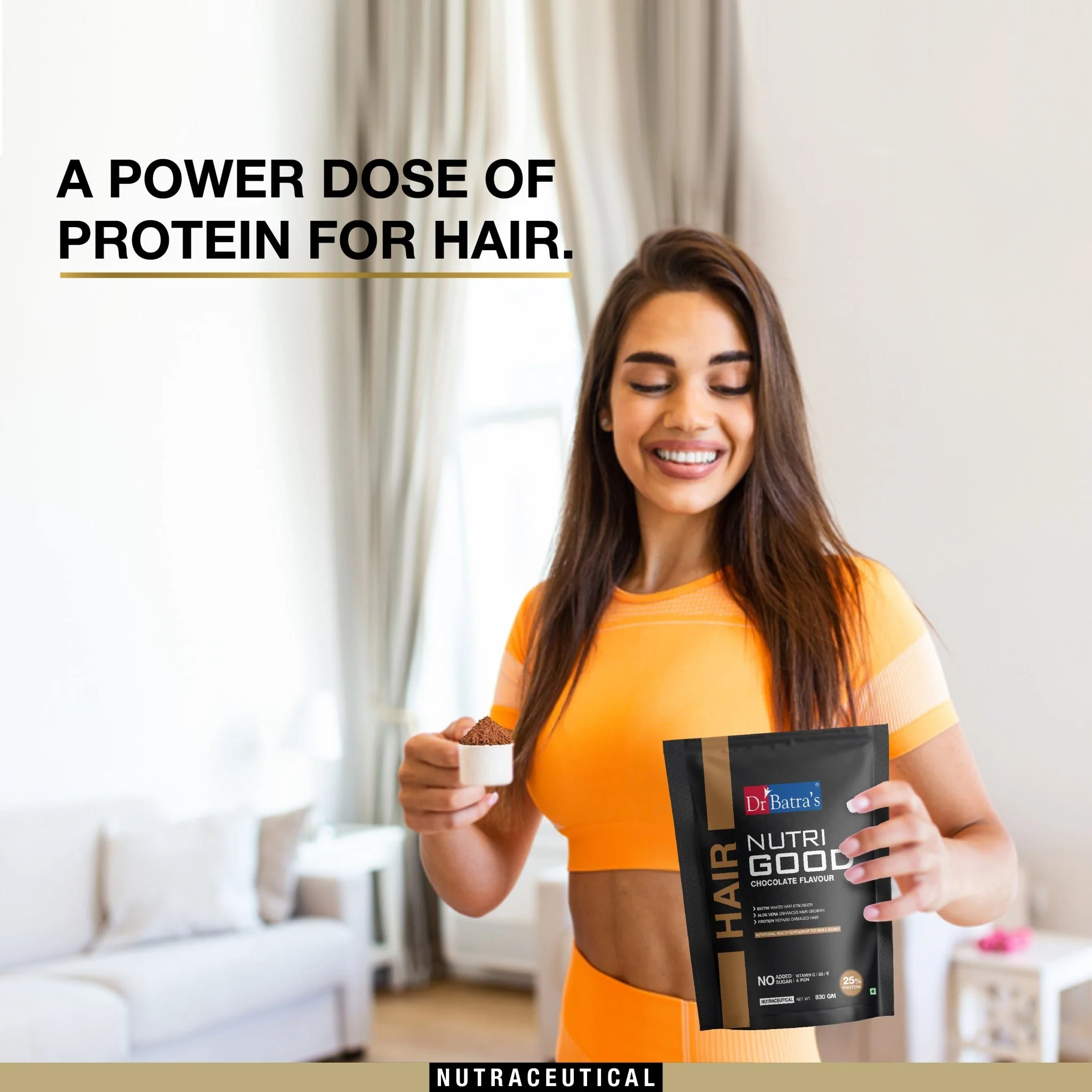 Dr Batra’s NutriGood+ Chocolate Flavour | Hair Nutrition Supplement for Growth & Strength | For Men & Women- 830gm - Image 3