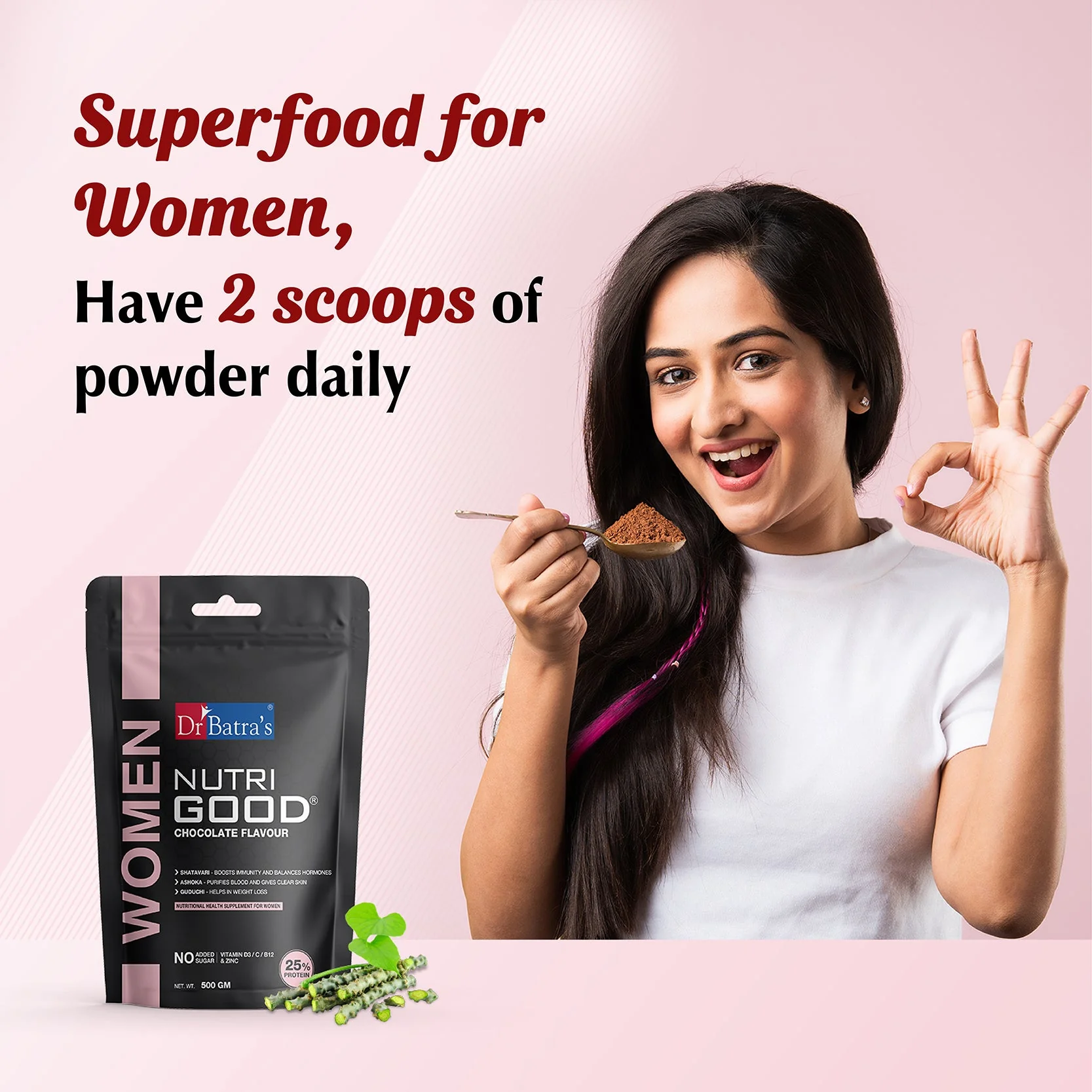 Dr Batra’s Nutrigood Women - Nutritional Health Protein & Multivitamin for Women - Chocolate Flavour - Image 3