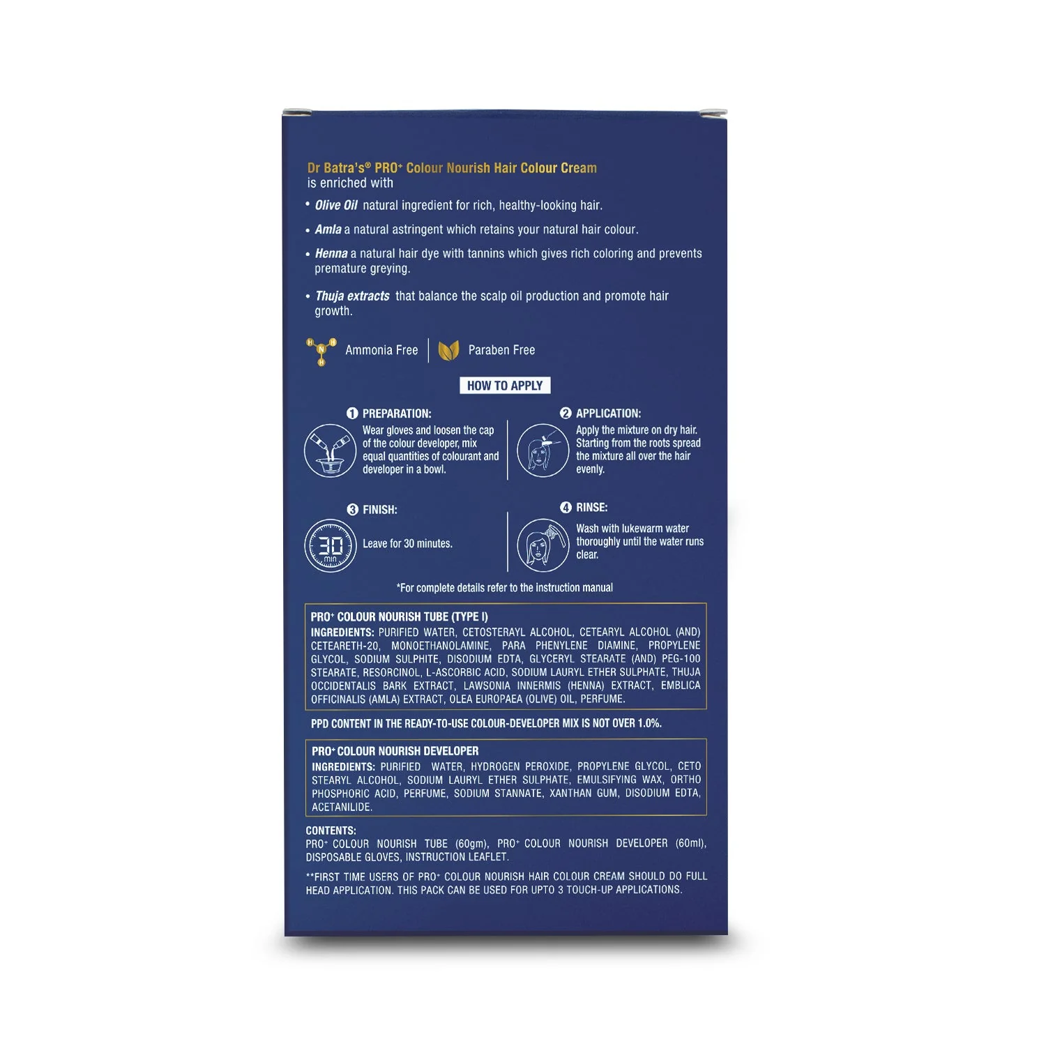 Dr Batra’s PRO+ Colour Nourish Hair Colour Cream | Ammonia-Free, Long-Lasting Natural Hair Colour | 1 Unit - Image 7