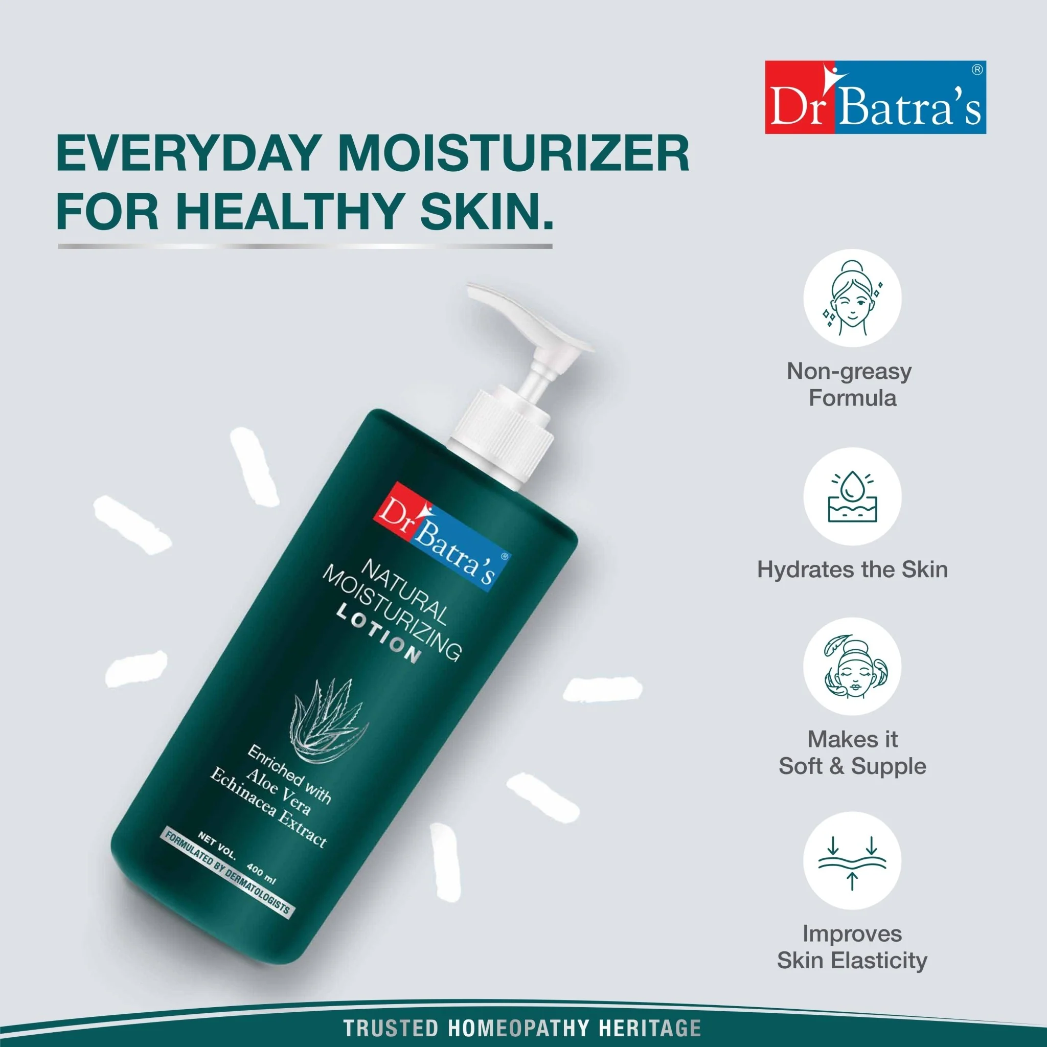 Dr Batra's Natural Moisturizing Lotion with Echinacea & Aloe Vera | Hydrating & Soothing Skin Lotion | Enriched with Olive Oil for Smooth, Radiant, & Itch-Free Skin | - Image 4