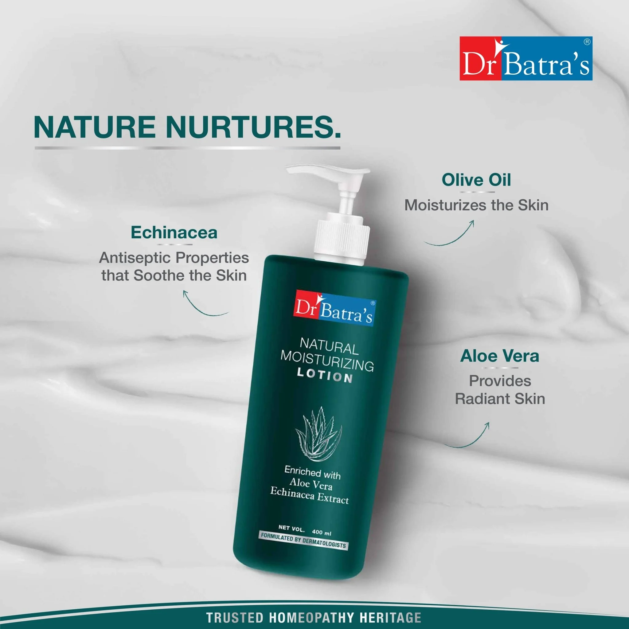 Dr Batra's Natural Moisturizing Lotion with Echinacea & Aloe Vera | Hydrating & Soothing Skin Lotion | Enriched with Olive Oil for Smooth, Radiant, & Itch-Free Skin | - Image 5