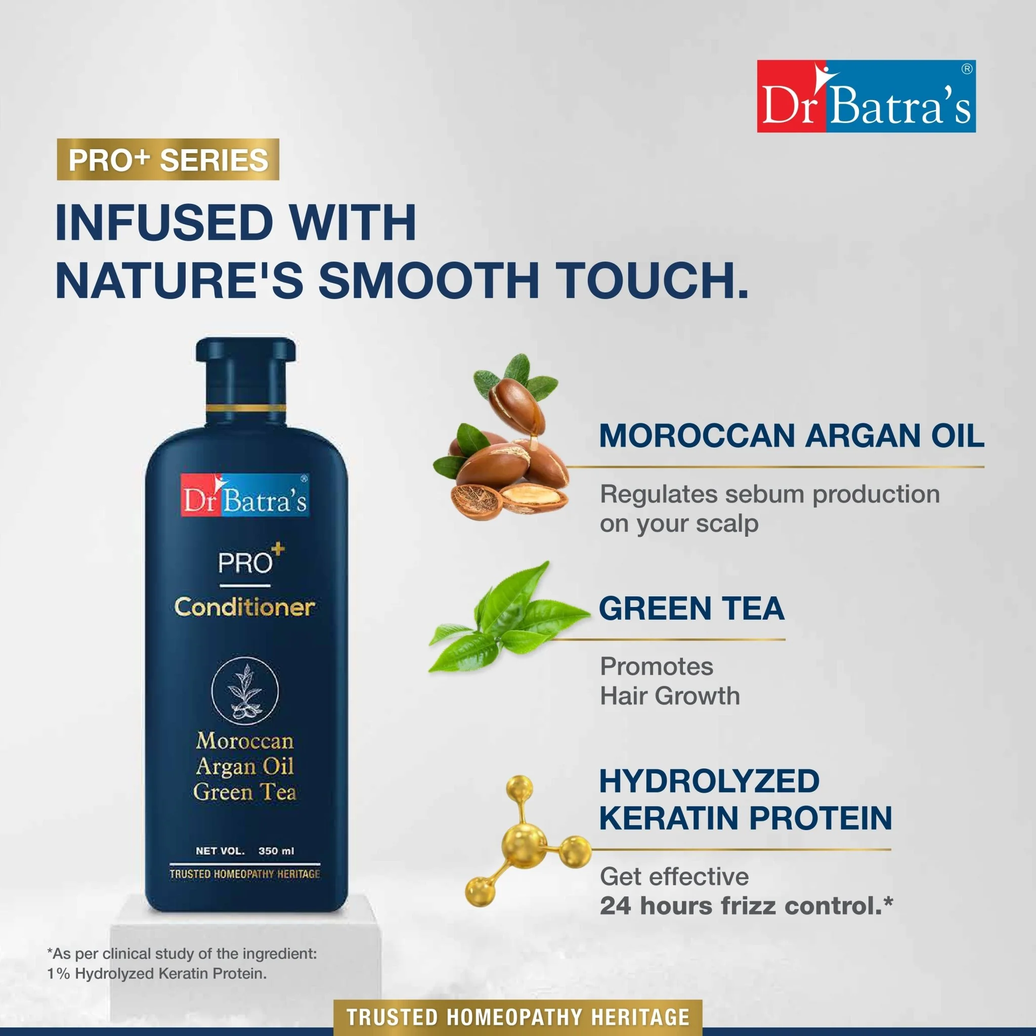 PRO+ Conditioner 350ml – Restores shine and smoothness to hair | Sulphate, Paraben & Silicone Free formula for healthy, nourished hair |For Men & Women - Image 5