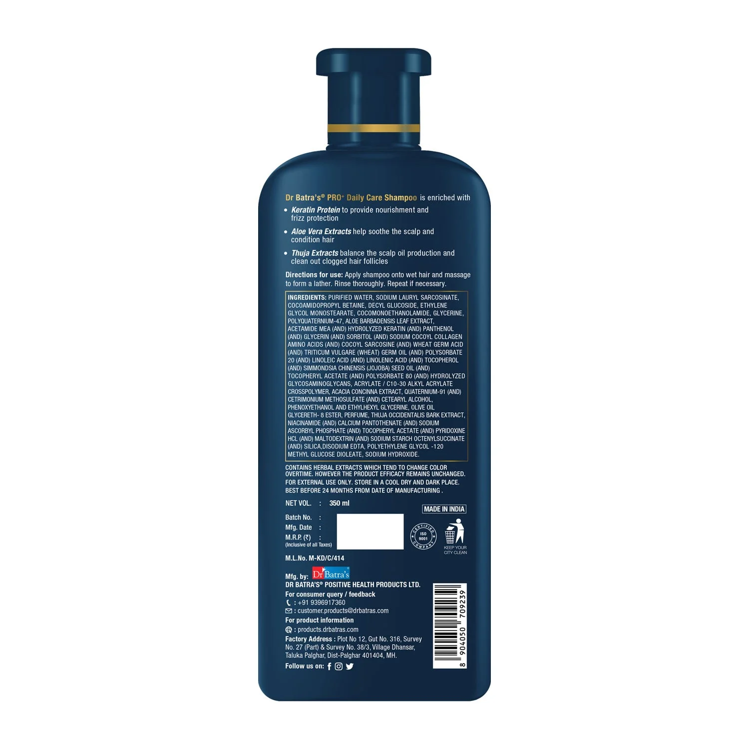 PRO+ Daily Care Shampoo 350ml – Enriched with Keratin, Aloe Vera & Thuja Extracts| Maintains scalp health while being Sulphate, Paraben & Silicone free | For Men & Women - Image 9