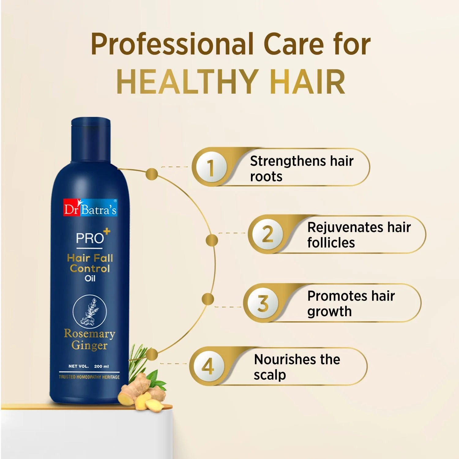 Dr Batra's PRO Hair Fall Control Oil, Hair oil for Healthier scalp, Enriched with Thulsi, Brahmi & Thuja for protection, Controls damaged scalp,Hair oil for nourishment (200ml, Pack of 2) - Image 5