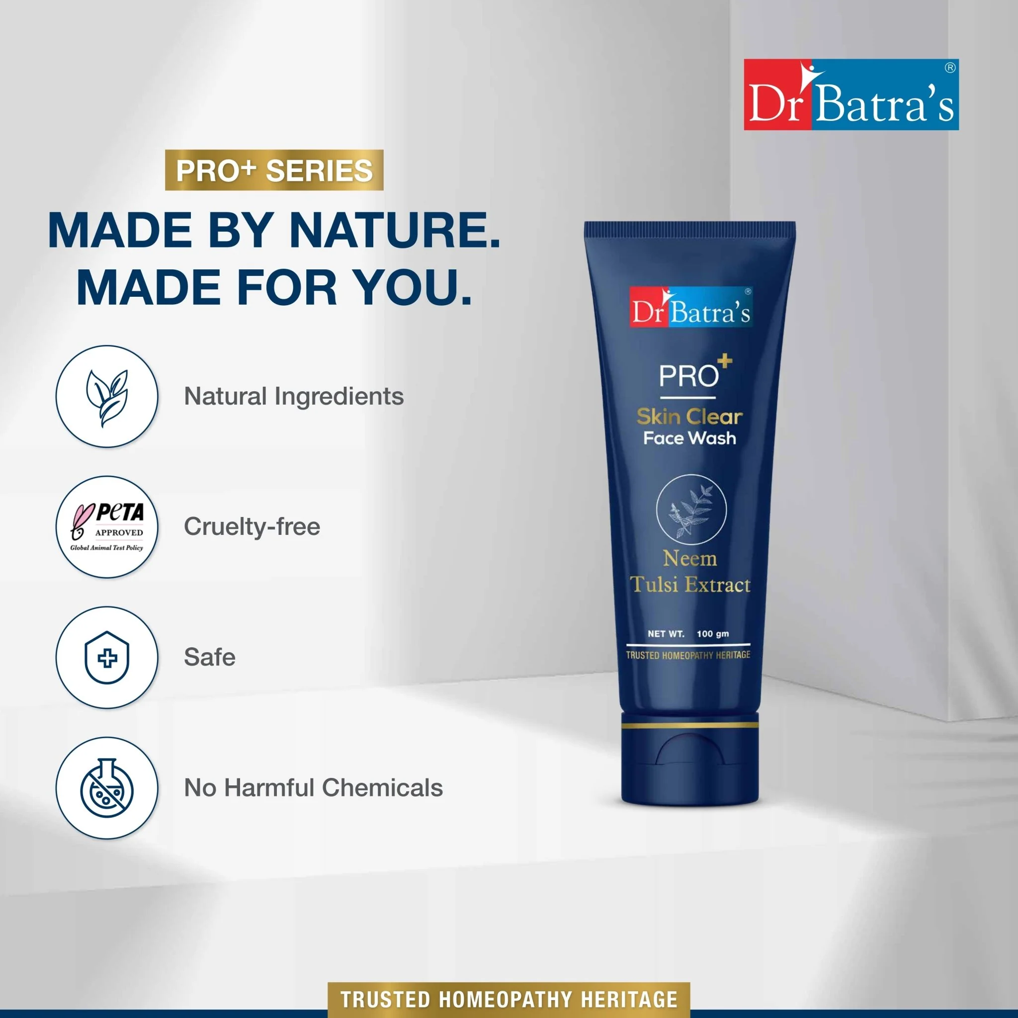 Dr Batra’s PRO+ Skin Clear Face Wash | With Neem, Tulsi & Aloe Vera | Antibacterial Care for Clear & Healthy Skin | Sulphate, Silicone & Soap Free | 100 g - Image 6