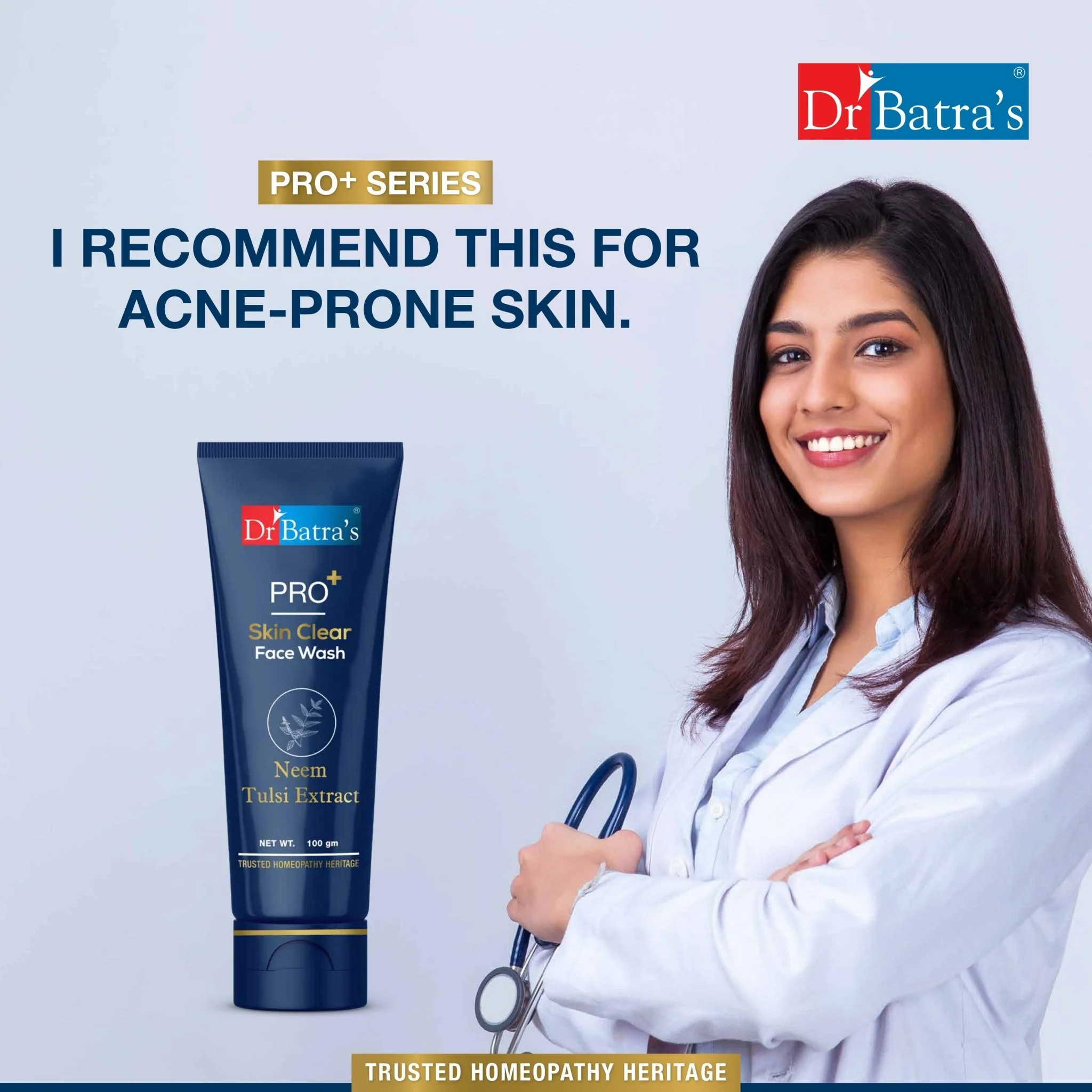 Dr Batra’s PRO+ Skin Clear Face Wash | With Neem, Tulsi & Aloe Vera | Antibacterial Care for Clear & Healthy Skin | Sulphate, Silicone & Soap Free | 100 g - Image 7
