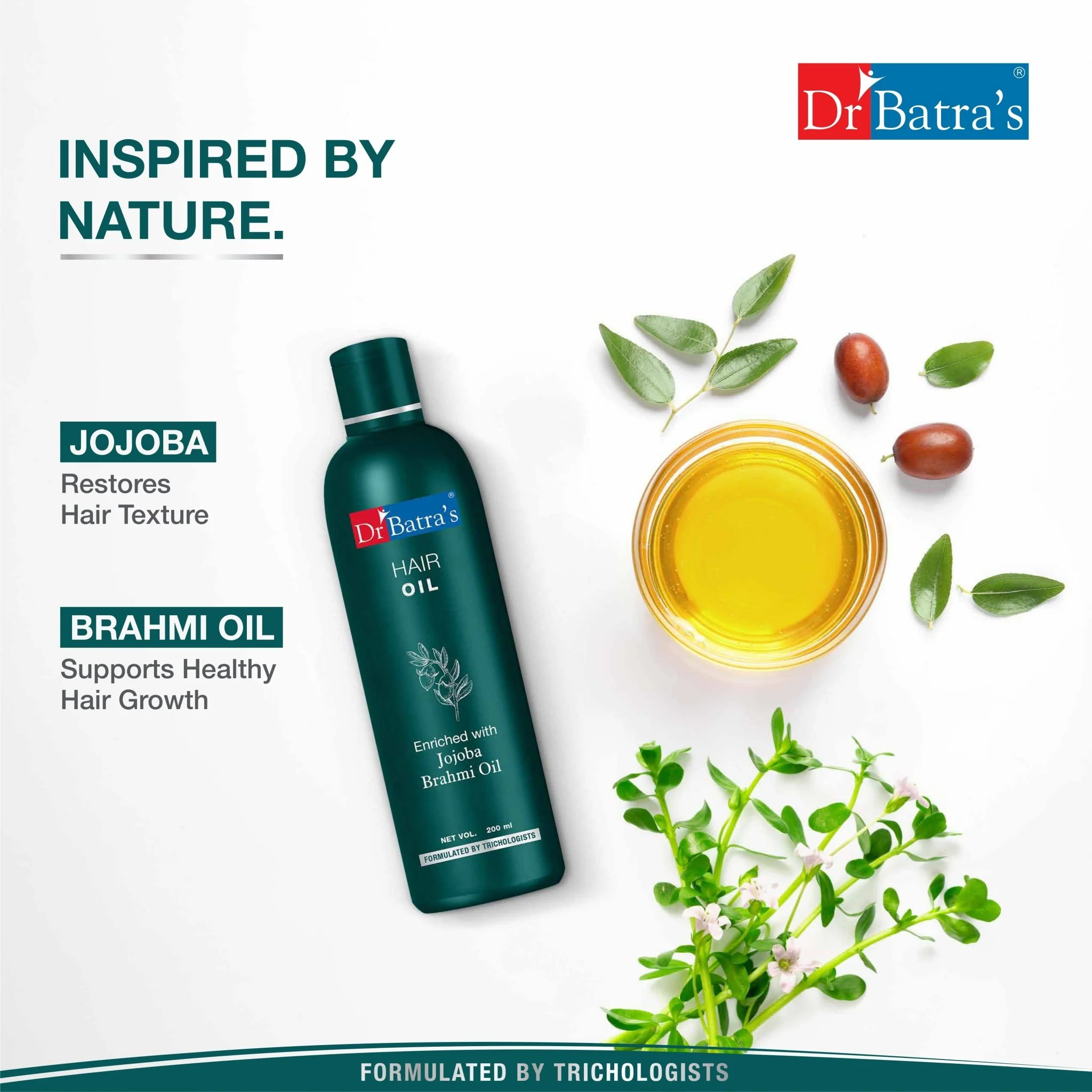 Dr Batra’s Jojoba Herbal Hair Oil | With Jojoba, Brahmi, Olive, Coconut, Sesame & Amla Oils | Nourishes Scalp, Strengthens Roots, Reduces Hair Fall & Promotes Hair Growth | 200 ml - Image 4