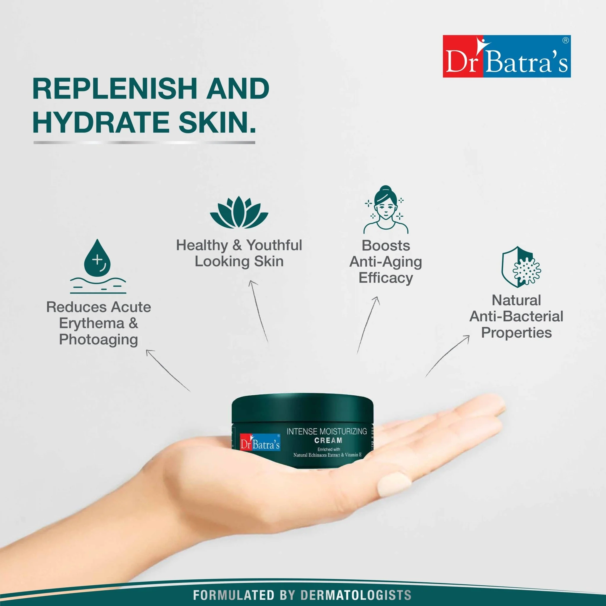 Dr Batra’s Intense Moisturizing Cream | Enriched with Echinacea & Vitamin E | Deep Hydration, Nourishes & Protects Dry Skin | 100 g - Image 5