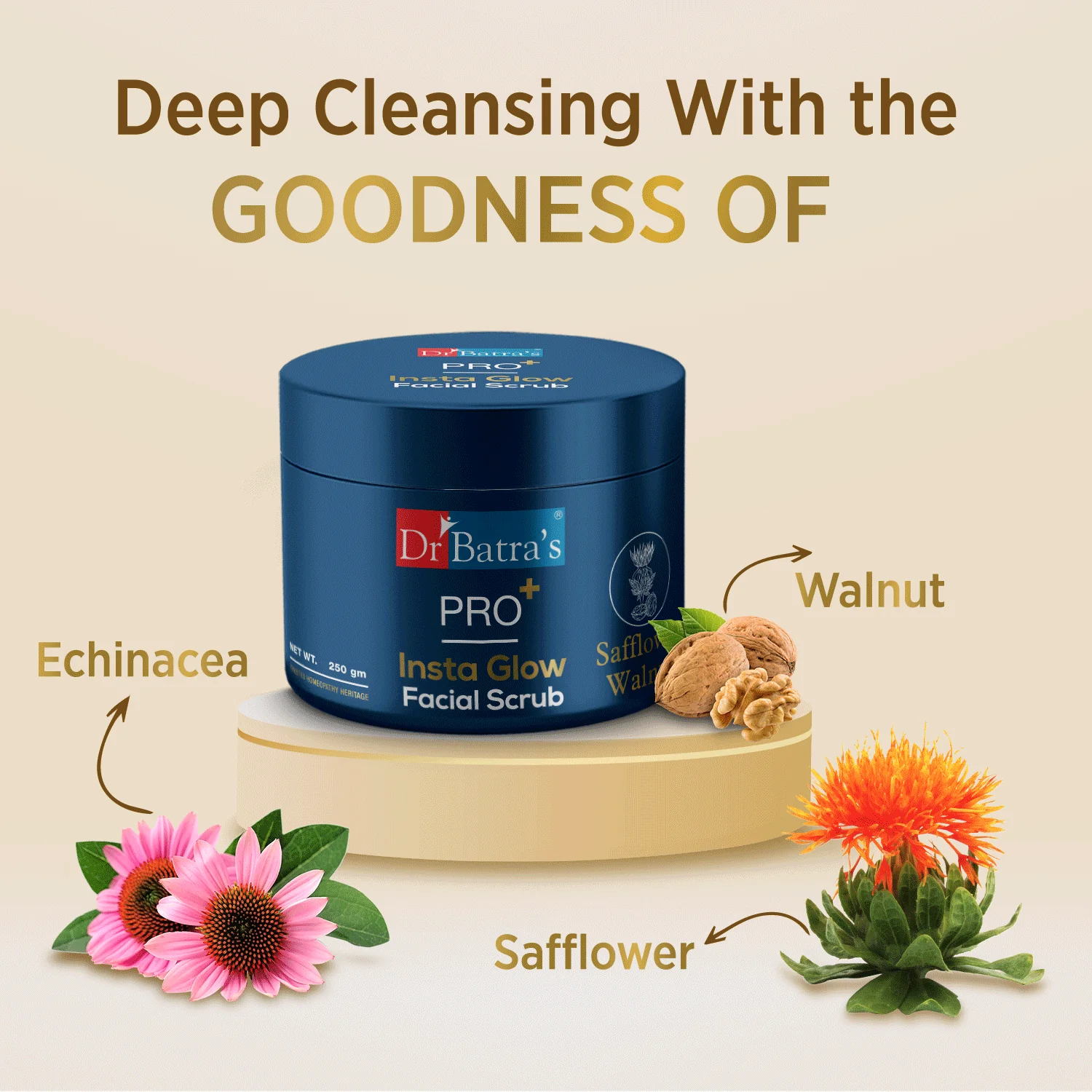 PRO+ Insta Glow Facial Scrub with Safflower, Walnut & Kaolin - Image 5